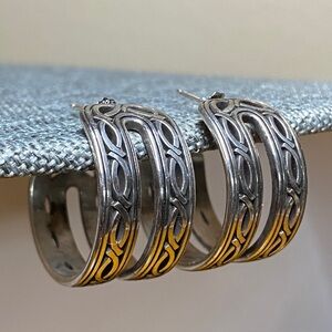 Vintage Sterling Silver Celtic Hoop Earrings